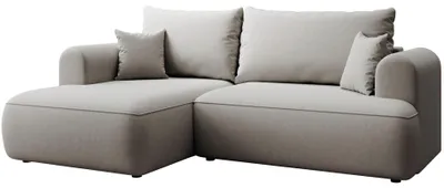 Produktbild von Selsey Ovo Mini - Eckschlafsofa linksseitig mit Stauraum, Easy-Clean-Samtbezug, grau