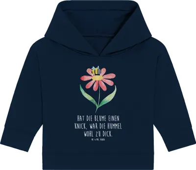 Produktbild von Mr. & Mrs. Panda Organic Baby Hoodie Hummel Blume 24. - 36. Monat - French Navy - Geschenk, Kapuzenshirt, Lustige Sprüche, Biene, Wespe, Hummeln, Kapuzensweatshirt, Natur