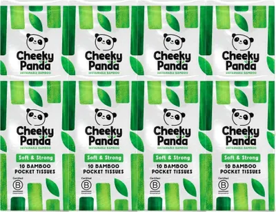Produktbild von The Cheeky Panda Umweltfreundliche Bambus Taschentücher – 3-Lagig | 80 Stück (8