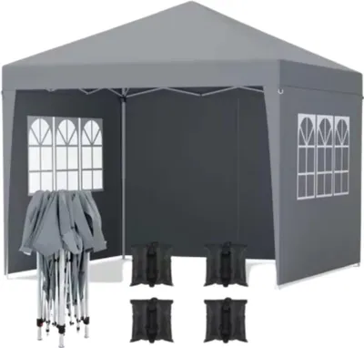 Produktbild von Partyzelt mit Seitenteilen – 300x300 cm – Faltpavillon – Wasserdicht & UV-Schutz – Höhenverstellbar – Outdoor & Garten – Easy-Up
