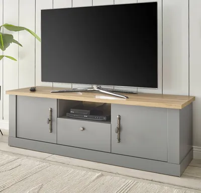 Produktbild von TV-Lowboard "Rideau" in grau Eiche Landhaus TV Unterteil 155 x 48 cm