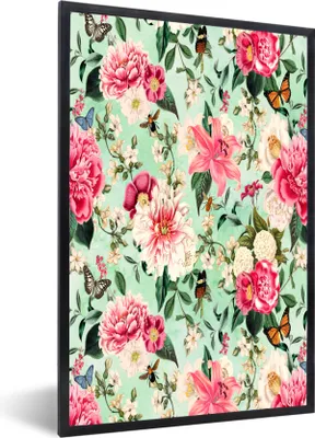 Produktbild von MuchoWow® MuchoWow® Gerahmtes Poster Blumen - Insekten - Frühling 40x60 cm - Poster mit zchwarzem Bilderrahmen - Papierdruck - Wandbilder