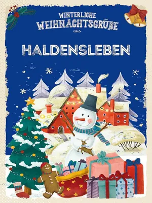Produktbild von vianmo Holzschild 40x30 cm Weihnachtsgrüße HALDENSLEBEN