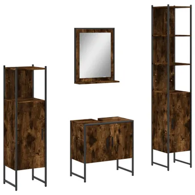 Image de Ensemble d'armoires de salle de bain 4 pcs chêne fumé