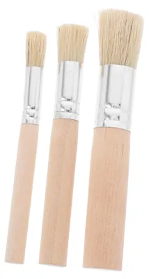 Produktbild von 3er Set Rundpinsel aus Naturborsten mit Holzgriffen für Acryl-, Öl- und Aquarellmalerei