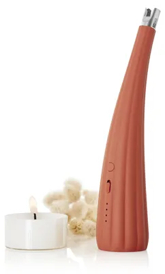 Produktbild von AdHoc Lichtbogen-Tischfeuerzeug Arc, terracotta, mit USB-Ladekabel, Kunststoff/Metall, D: 4,8 cm, H: 21,3 cm