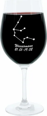 Produktbild von Leonardo Weinglas 400 ml, Motivglas, Sternbild Wassermann, Geschenk, Stimmungsglas mit Gravur, Moodglas, 22 cm