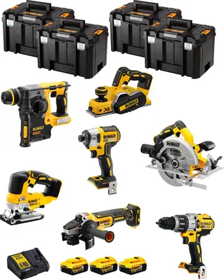Immagine prodotto di Kit DeWALT DWK701T (DCD996 + DCH273 + DCG405 + DCF887 + DCS334 + DCS570 + DCP580 + 3 x 5,0 Ah + DCB115 + 4 x TSTAK VI)