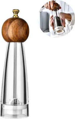 Produktbild von Manuelle Pfeffermühle Salz Gewürzmühle Gewürz Menage Einstellbare Kraut Pfeffer Gewürz Schleifen Home Küche Werkzeug, 8 Zoll Akazie
