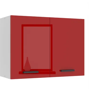 Image de Belini armoire suspendue cuisine, armoires de cuisine SG. Largeur 80 cm. Elément haut avec 2 portes, Armoire de cuisine, Armoire murale suspendue, Rouge brillant