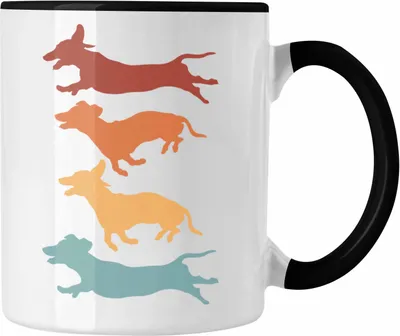 Produktbild von Trendation - Dackel Grafik Tasse Geschenk für Dackel-Besiterin Frauchen Herrchen Geschenkidee Kaffee-Becher (Schwarz)