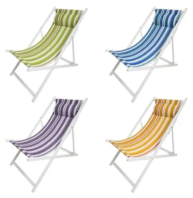Image de Lot de 4 Chiliennes Bayadère - Pliables Multicolores - 62,5 x 94 x H 95 cm