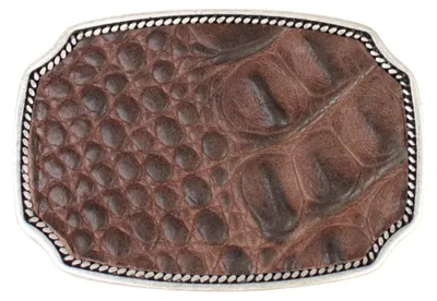 Produktbild von FRONHOFER Gürtelschnalle mit Leder in Kroko Optik 4 cm altsilber