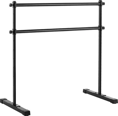 Immagine prodotto di SucceBuy sbarra per danza classica autoportante con doppia barra, regolabile in altezza (10 gradini / 290-1205 mm), struttura in metallo per esercizi di danza classica, allenamento dell'equilibrio e stretching, portatile