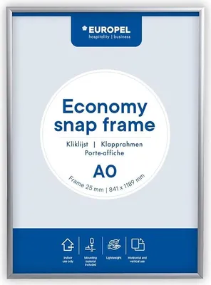 Produktbild von EUROPEL Plakatrahmen Economy DIN A0 25 mm silber eloxiert