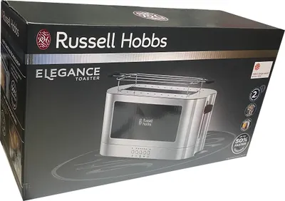 Produktbild von Russell Hobbs Toaster Langschlitz Elegance GlasEdelstahl Brötchenaufsatz SchnellToastTechnologie,