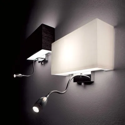 Produktbild von Ideal Lux HOTEL AP2, Oberfläche, Rechteck, 2 Glühbirne(n), IP20, Chrom, Weiß
