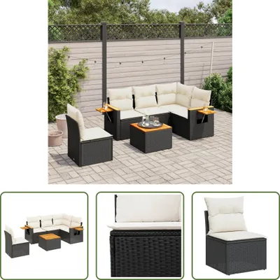 Produktbild von The Living Store 6-tlg. Garten-Sofagarnitur mit Kissen Schwarz Poly Rattan