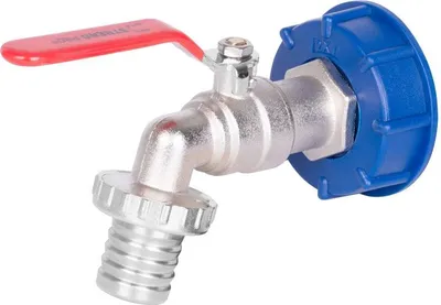Immagine prodotto di Set Strend Pro, valvola in ottone da 1 1/4" + riduzione in plastica da 60 mm + scarico da 1", per serbatoio IBC
