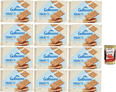 Produktbild von Galbusera Magretti cracker con 1,5% di grassi con Farina di Tipo 2, Cracker mit 1,5% Fett mit Typ 2 Mehl, 12x 380g + Italian Gourmet polpa 400g