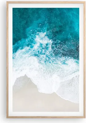 Produktbild von Gerahmtes Poster - Rahmen in heller Eiche - Luftaufnahmen Strand Welle - 61x91,5 cm - Wand Bild - Wanddeko - Wandbilder - Kunstposter - Wandposter - Bilderrahmen - Bilder - Kunstdruck P2NPA61x91-4686