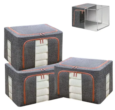 Obrázek produktu pro Úložné boxy na oblečení, stohovatelné a skládací, sada 3 kusů