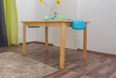 Produktbild von Massivholz Esstisch in Naturfarbe, 130 cm Länge, 80 cm Breite, 75 cm Höhe