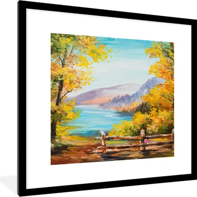 Produktbild von MuchoWow® Gerahmtes Poster Malerei - Ölgemälde - Pflanzen - Natur 40x40 cm - Poster mit Schwarzem Bilderrahmen Wandposter Rahmen Foto Bilder - Poster - Plakat im Rahmen