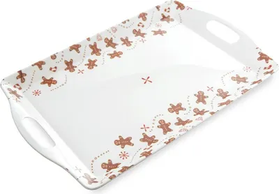 Produktbild von Orion | Serviertablett - Weiß - Lebkuchenmuster - 37,5x23 cm - mit Praktischen Griffen - Spülmaschinenfest