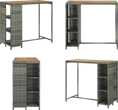 Immagine prodotto di vidaXL Tavolo bar con ripiano grigio 120x60x110 cm in poly rattan - tavolo bar - tavoli bar - tavolo pub - tavoli pub