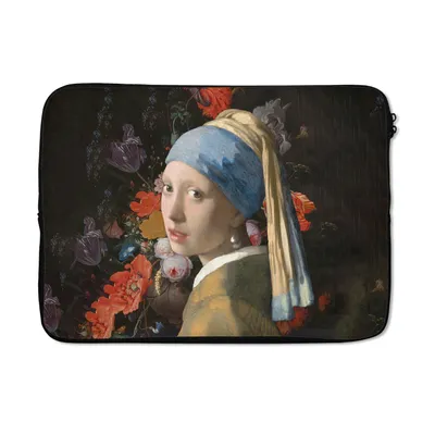 Produktbild von MuchoWow® Laptop Hülle 14 ZollDas Mädchen mit dem Perlenohrring - Vermeer - Blumen Laptoptasche - Laptoptasche - Stoßsicher - Schutzhaube