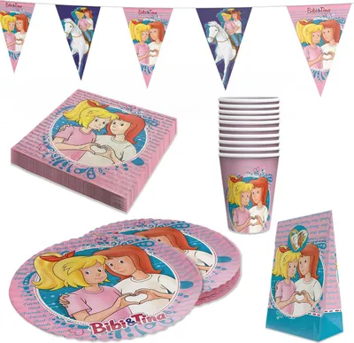 Produktbild von Bibi & Tina 47-tlg. Set - Kindergeburtstag Party Deko mit Wimpel Geschenktüten