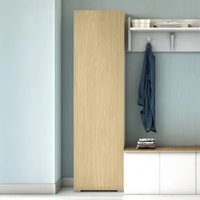 Produktbild von Dmora Mehrzweckschrank 1-türig Cansano 50x182h cm Weiß, 7 Einlegeböden Eine Tür