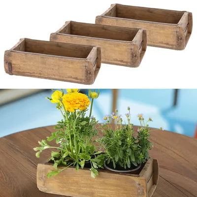 3er-Set Holzkisten Backstein-Design Vintage 30x9x15 cm