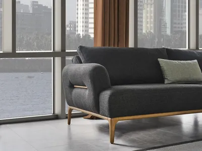 Produktbild von Sofagarnitur Sofa Sessel 321Sitzer Stoff Luxus Grau Sofas Wohnzimmer