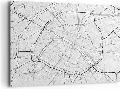 Produktbild von Bild auf Leinwand - Leinwandbild - Einteilig - Stadt Karte Paris - 120x80cm - Wand Bild - Wanddeko - Wandbilder - Leinwanddruck - Bilder - Wanddekoration - Leinwand bilder - Wandbild - AA120x80-4868