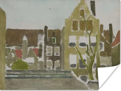 Produktbild von MuchoWow® Poster Häusergruppe - Gemälde von George Hendrik Breitner 160x120 cm - Foto Plakat