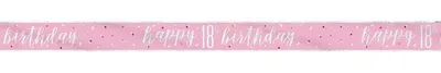 Produktbild von Geburtstagsbanner 18. Geburtstag aus Folie, rosa & silber, ca. 274 cm