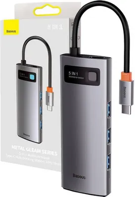Produktbild von Baseus WKWG020013, Kabelgebunden, USB 3.2 Gen 1 (3.1 Gen 1) Type-C, 100 W, Grau, 30 Hz, Aluminium