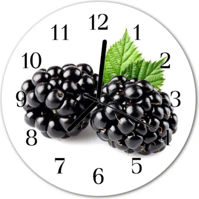 Produktbild von Glasuhr Wanduhr Küchenuhr Echt-Glas 30fi cm Brombeeren schwarz