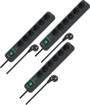 Produktbild von Brennenstuhl 3er Set Eco-Line Steckdosenleiste 6-Fach, 1,5m Kabel