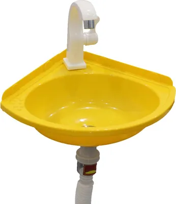 Immagine prodotto di Lavabo angolare, installazione senza forature, acrilico leggero, giallo