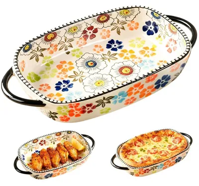 Obrázek produktu pro Keramická zapékací mísa, objem 600 ml, obdélníkový tvar, rozměry 23,8 x 13,2 x 5,2 cm, s úchyty. Vhodná do trouby, mikrovlnné trouby a myčky nádobí. Vhodná i do fritézy do teploty 230 °C
