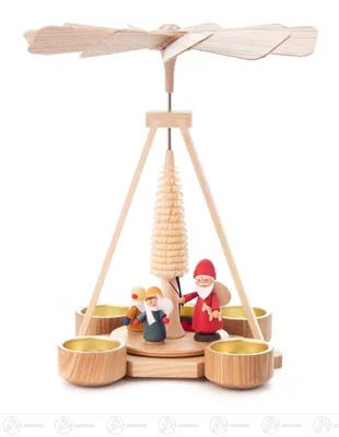 Produktbild von Pyramide mit Ruprecht und Winterkindern, für Teelichte Breite x Höhe x Tiefe 21 cmx25 cmx21 cm NEU