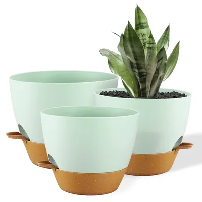 Imagen del producto de Juego de 3 macetas autoirrigables para interior y exterior