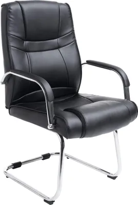 A black office chair with a chrome cantilever base, shown against a white background.