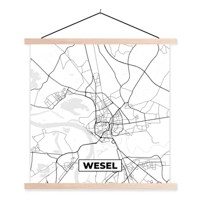Produktbild von MuchoWow® Textilposter Stadtplan - Wesel - Karte 40x40 cm mit holzfarbenen Rahmen - Posterleiste
