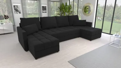 Zdjęcie produktu dla Zestaw wypoczynkowy sofa narożna Sofa Bella U - Część dzienna z funkcją spania i pojemnikiem na pościel