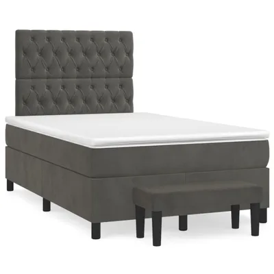 Produktbild von vidaXL Boxspringbett mit Matratze Dunkelgrau 120x200 cm Samt