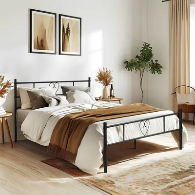 Produktbild von H.J WeDoo Metallbett Bettgestell 90x190 cm mit Lattenrost Gästebett Schwarz